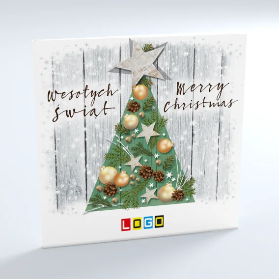 Kartka świąteczna BN2-025 – Choinka na bielonych deskach – widok 3