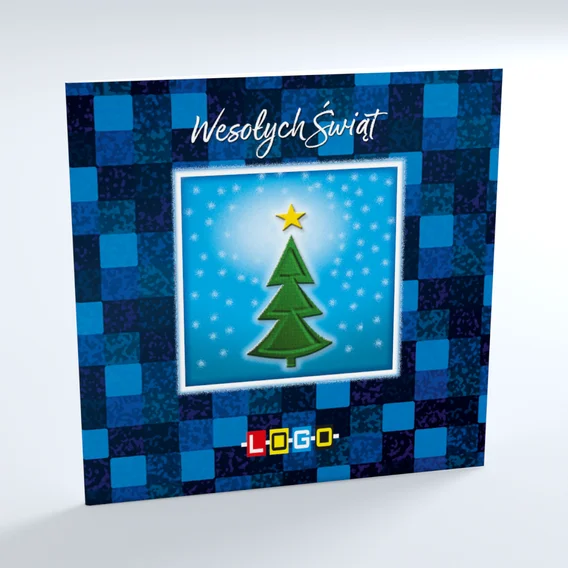 Kartka świąteczna BN2-101 – Choinka na tle szachownicy – widok 3
