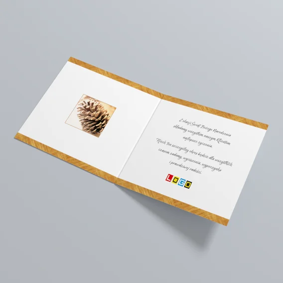 Kartka świąteczna BN2-214 – Szyszka w złotym świetle – widok 5