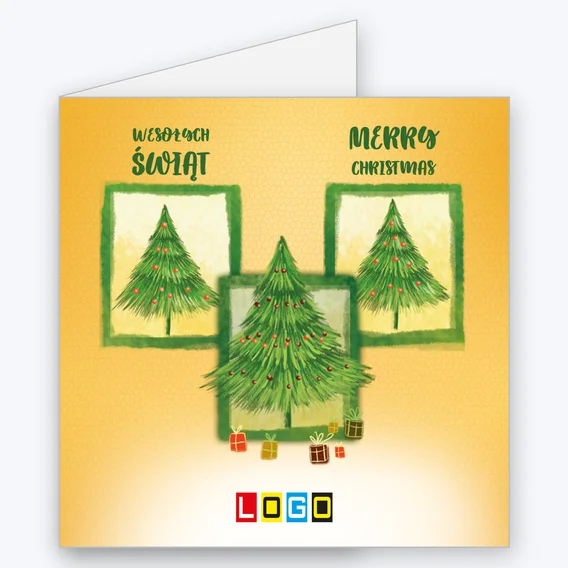 Kartka BN2 – Akwarelowe choinki w ramkach