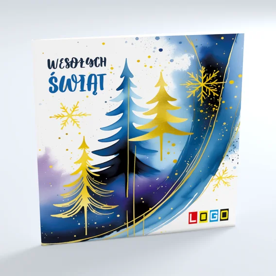 Kartka świąteczna BN2-580 – Złote choinki – widok 3