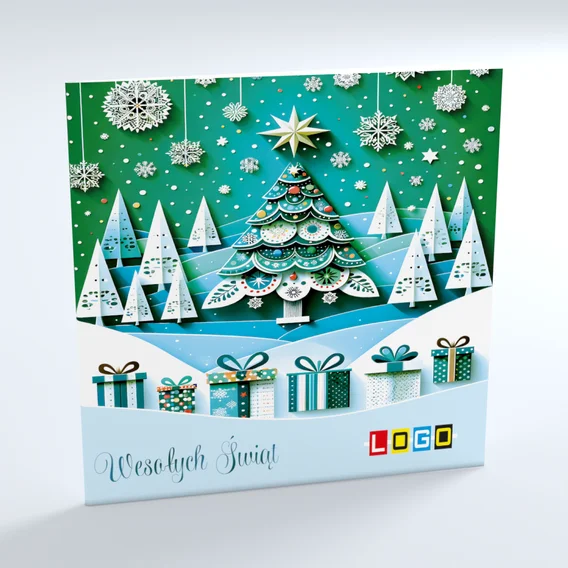 Kartka świąteczna BN2-598 – Choinka w stylu papercraft – widok 3