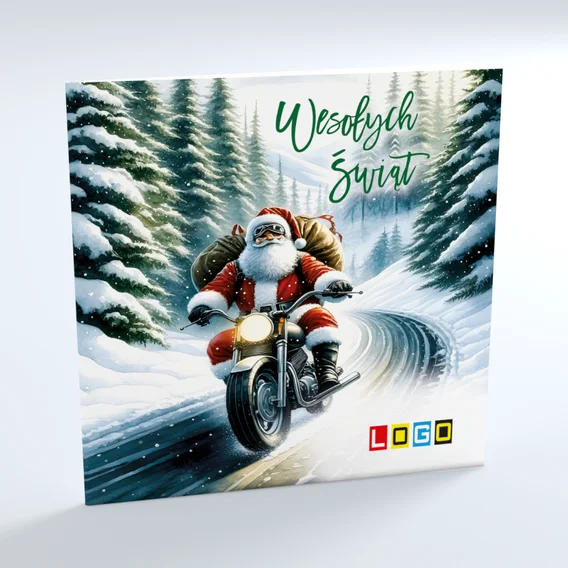 Kartka świąteczna BN2-621 – Mikołaj na motocyklu – widok 3