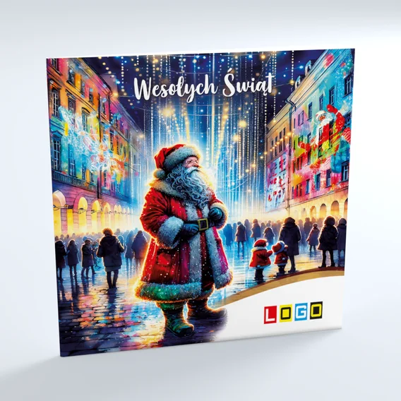 Kartka świąteczna BN2-634 – Mikołaj na świątecznej ulicy – widok 3