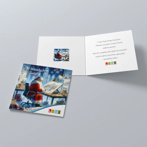 Kartka świąteczna BN2-663 – Mikołaj w biurze projektowym – widok 2