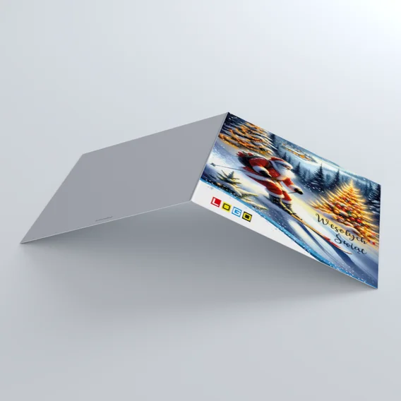 Kartka świąteczna BN2-672 – Dynamiczny Mikołaj na nartach – widok 4