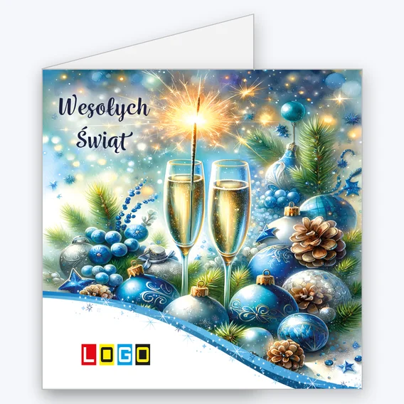 Kartka świąteczna BN2-677 – Noworoczny toast z logo firmy