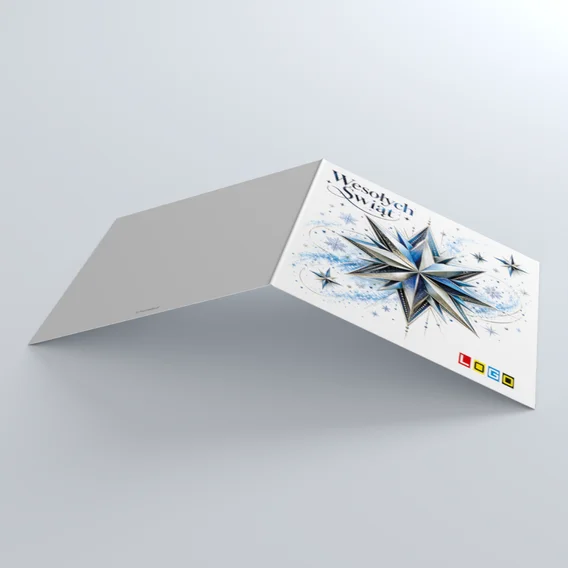 Kartka świąteczna BN2-711 – Origami-gwiazda w srebrze i błękicie – widok 4