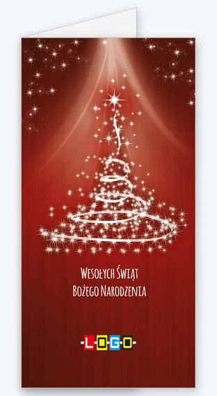 Kartka świąteczna BN3-020 – Spiralna choinka ze światła z logo firmy