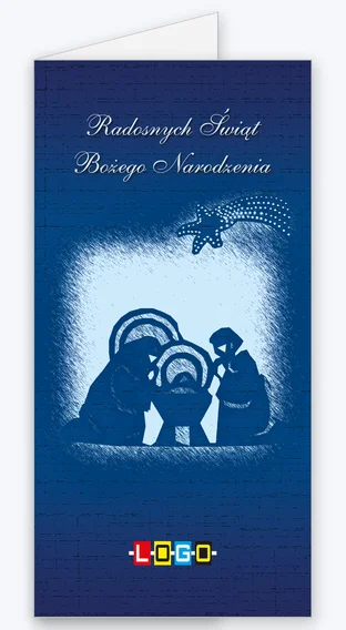 Kartka świąteczna BN3-153 – Graficzna scena narodzenia z logo firmy